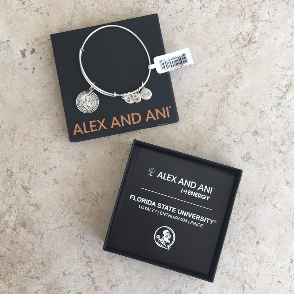 NWT Authentic Alex & Ani FSU Silver Bangle